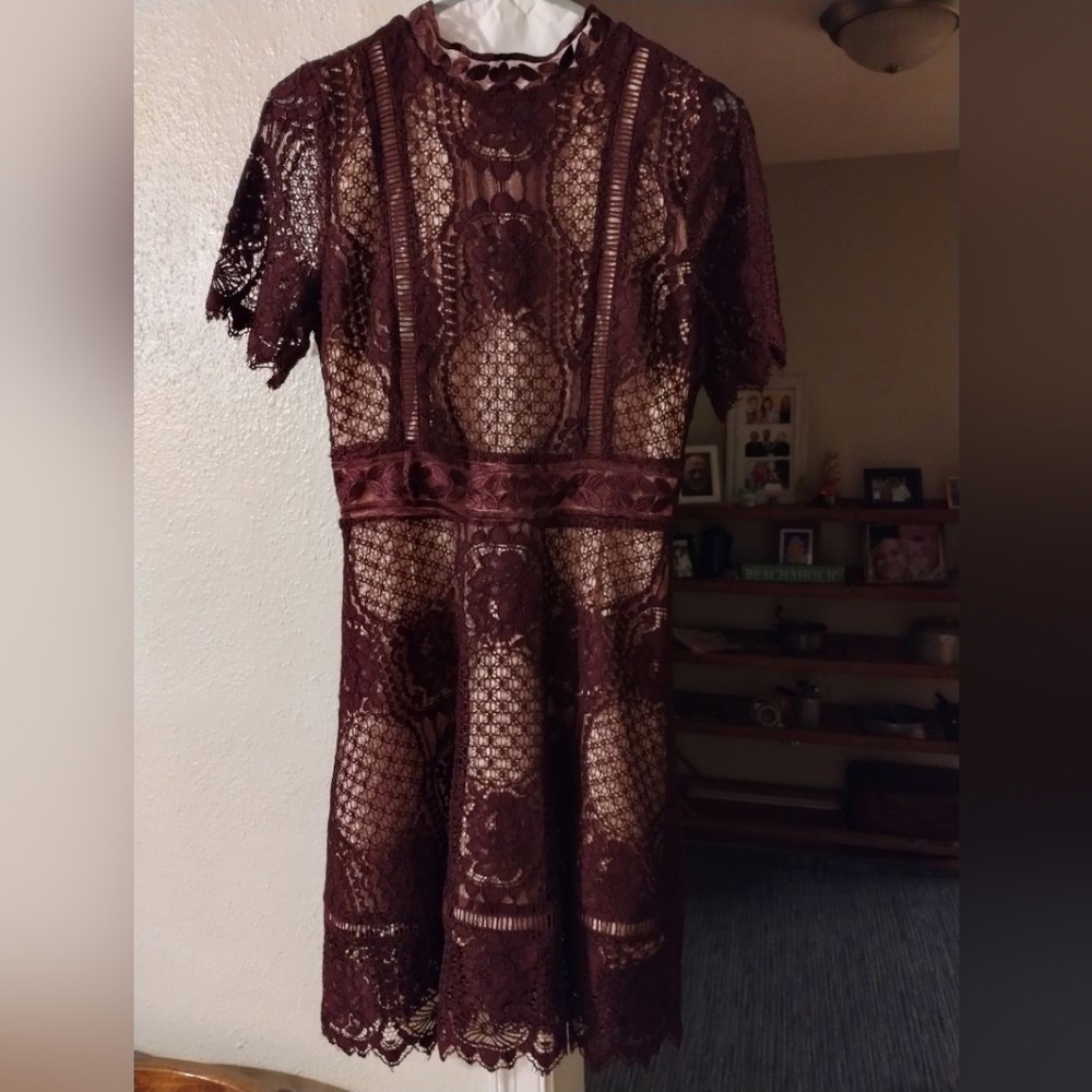 Dress lace with nude backing.